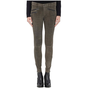Rag & Bone Women’s 100% Lamb Leather Moto Pants with Zippers in Desert Camo - 25